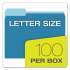 Pendaflex Colored File Folders, 1/3-Cut Tabs, Letter Size, Blue/Light Blue, 100/Box (15213BLU)