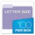 Pendaflex Colored File Folders, 1/3-Cut Tabs, Letter Size, Lavender/Light Lavender, 100/Box (15213LAV)