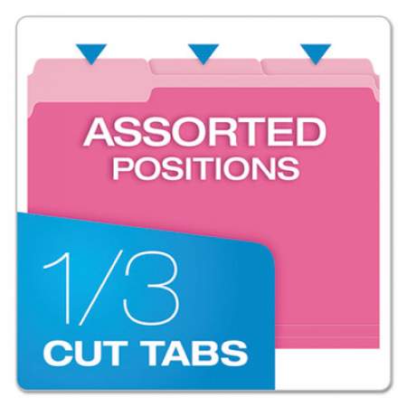 Pendaflex Colored File Folders, 1/3-Cut Tabs, Letter Size, Pink/Light Pink, 100/Box (15213PIN)