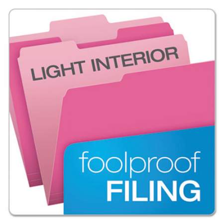 Pendaflex Colored File Folders, 1/3-Cut Tabs, Letter Size, Pink/Light Pink, 100/Box (15213PIN)