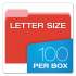 Pendaflex Colored File Folders, 1/3-Cut Tabs, Letter Size, Red/Light Red, 100/Box (15213RED)