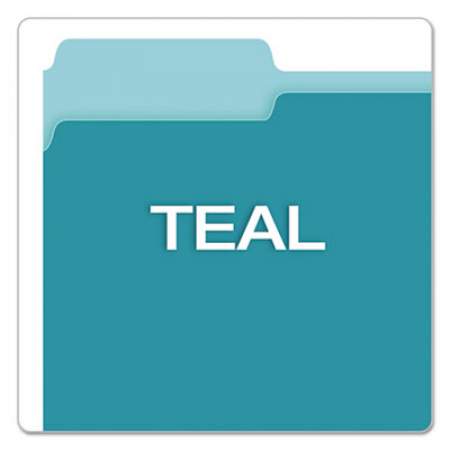 Pendaflex Colored File Folders, 1/3-Cut Tabs, Letter Size, Teal/Light Teal, 100/Box (15213TEA)