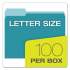 Pendaflex Colored File Folders, 1/3-Cut Tabs, Letter Size, Teal/Light Teal, 100/Box (15213TEA)