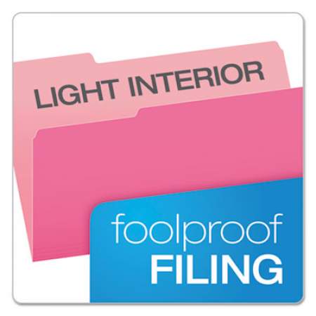 Pendaflex Colored File Folders, 1/3-Cut Tabs, Legal Size, Pink/Light Pink, 100/Box (15313PIN)