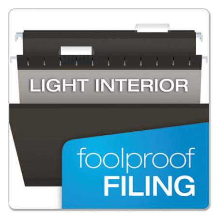 Pendaflex Colored Reinforced Hanging Folders, Legal Size, 1/5-Cut Tab, Black, 25/Box (415315BLA)