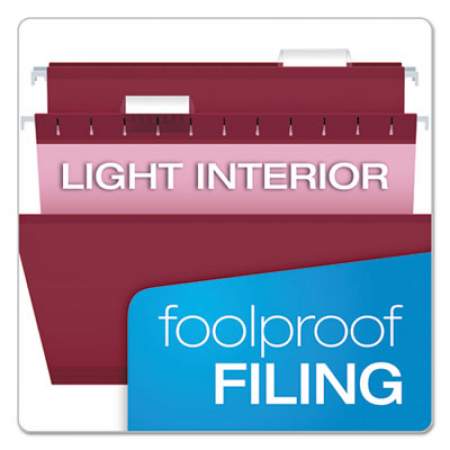 Pendaflex Colored Reinforced Hanging Folders, Legal Size, 1/5-Cut Tab, Burgundy, 25/Box (415315BUR)