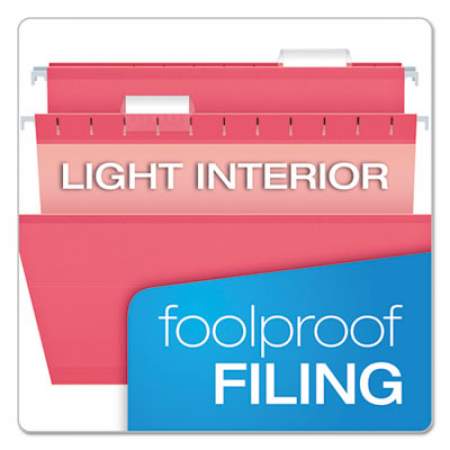 Pendaflex Colored Reinforced Hanging Folders, Legal Size, 1/5-Cut Tab, Pink, 25/Box (415315PIN)