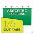 Pendaflex Colored Reinforced Hanging Folders, Legal Size, 1/5-Cut Tab, Bright Green, 25/Box (415315BGR)