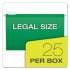 Pendaflex Colored Reinforced Hanging Folders, Legal Size, 1/5-Cut Tab, Bright Green, 25/Box (415315BGR)