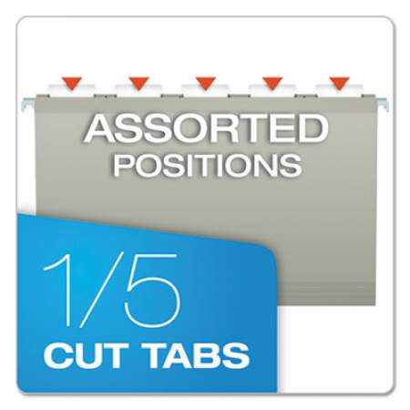 Pendaflex Colored Reinforced Hanging Folders, Legal Size, 1/5-Cut Tab, Gray, 25/Box (415315GRA)