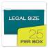 Pendaflex Colored Reinforced Hanging Folders, Legal Size, 1/5-Cut Tab, Teal, 25/Box (415315TEA)