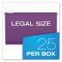 Pendaflex Colored Reinforced Hanging Folders, Legal Size, 1/5-Cut Tab, Violet, 25/Box (415315VIO)