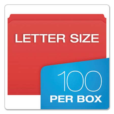 Pendaflex Double-Ply Reinforced Top Tab Colored File Folders, Straight Tab, Letter Size, Red, 100/Box (R152RED)