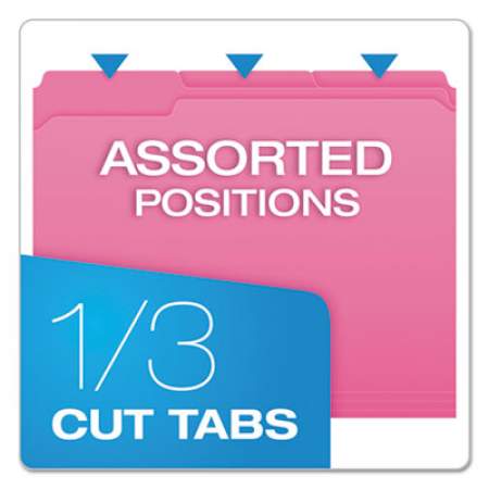 Pendaflex Double-Ply Reinforced Top Tab Colored File Folders, 1/3-Cut Tabs, Letter Size, Pink, 100/Box (R15213PIN)