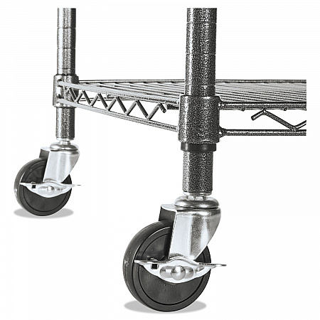 NSF Certified 4-Shelf Wire Shelving Kit with Casters, 48w x 18d x 72h, Black Anthracite (SW604818BA)