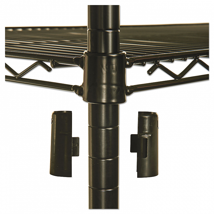 NSF Certified Industrial Four-Shelf Wire Shelving Kit, 36w x 18d x 72h, Black (SW503618BL)