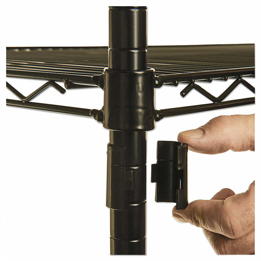 NSF Certified Industrial Four-Shelf Wire Shelving Kit, 48"w x 24"d x 72"h, Black (SW504824BL)
