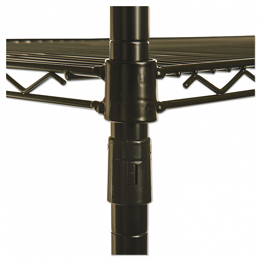 NSF Certified Industrial Four-Shelf Wire Shelving Kit, 48"w x 24"d x 72"h, Black (SW504824BL)