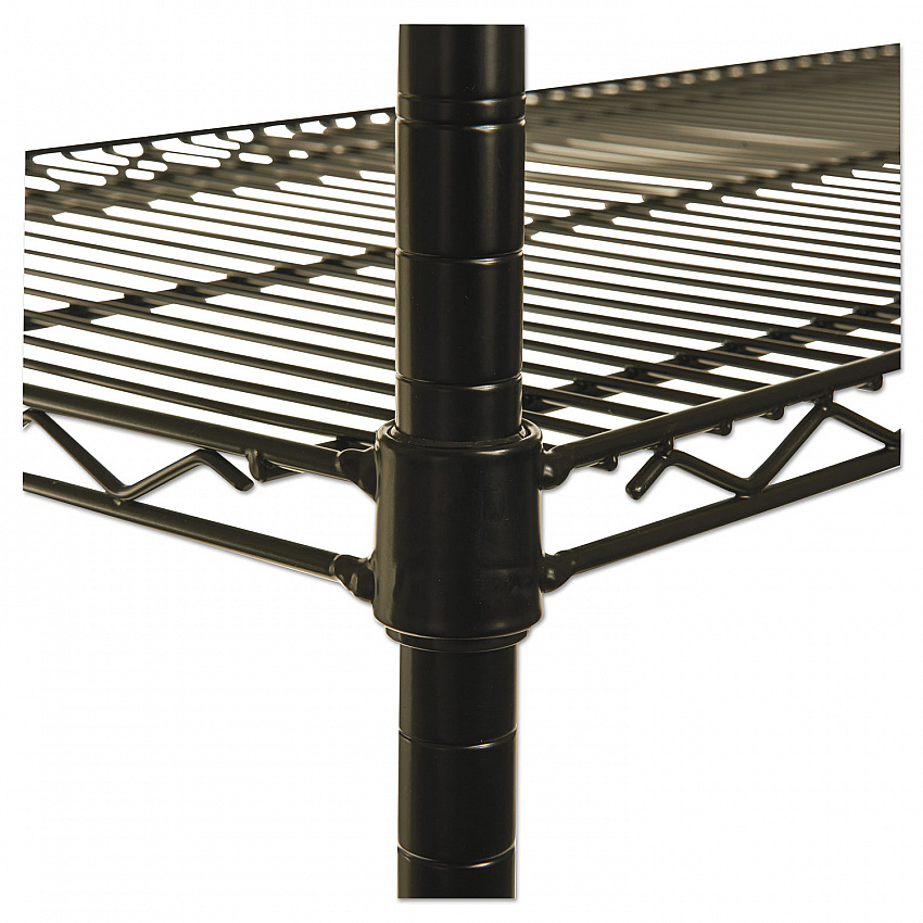 NSF Certified Industrial Four-Shelf Wire Shelving Kit, 36w x 18d x 72h, Black (SW503618BL)