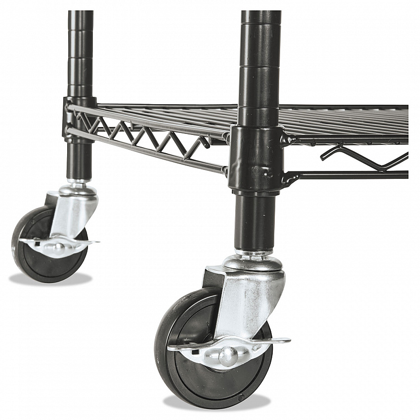 NSF Certified 4-Shelf Wire Shelving Kit with Casters, 48w x 18d x 72h, Black (SW604818BL)
