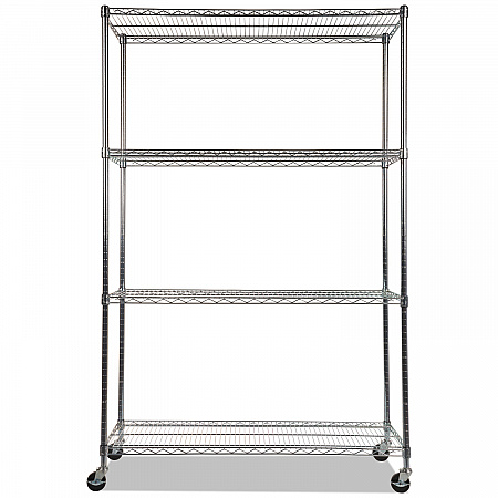 NSF Certified 4-Shelf Wire Shelving Kit with Casters, 48w x 18d x 72h, Silver (SW604818SR)