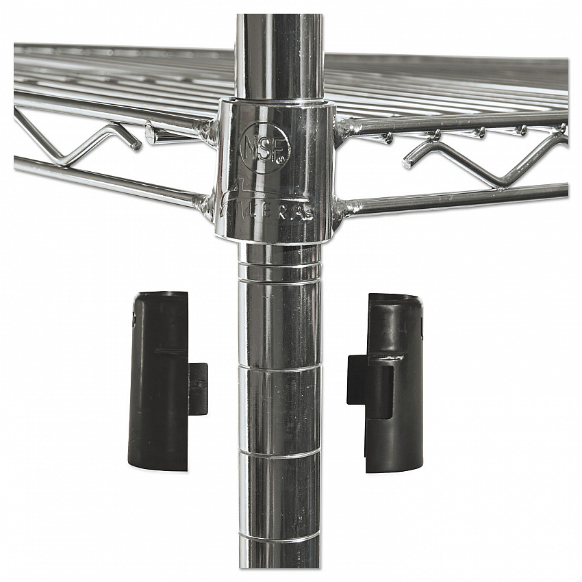 NSF Certified 4-Shelf Wire Shelving Kit with Casters, 48w x 18d x 72h, Silver (SW604818SR)