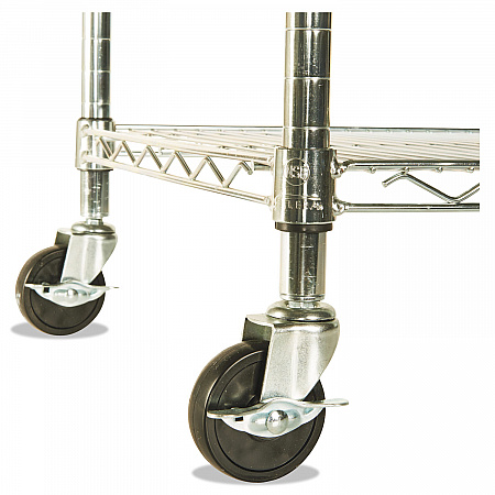 NSF Certified 4-Shelf Wire Shelving Kit with Casters, 48w x 18d x 72h, Silver (SW604818SR)