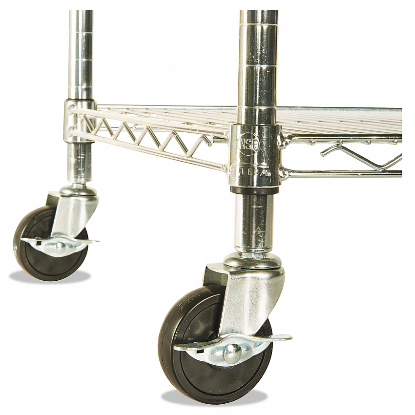 NSF Certified 4-Shelf Wire Shelving Kit with Casters, 48w x 18d x 72h, Silver (SW604818SR)