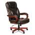 Alera Transitional Series Executive Wood Chair, Up to 275 lb, Chocolate Marble Bonded Leather Seat/Back, Walnut Wood Base (TS4159W)