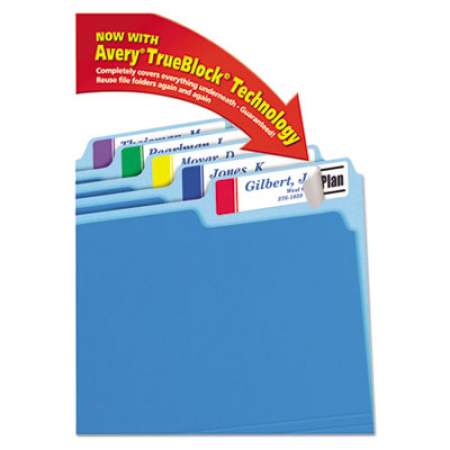 Avery Extra-Large TrueBlock File Folder Labels with Sure Feed Technology, 0.94 x 3.44, White, 18/Sheet, 25 Sheets/Pack (5026)