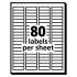 Avery EcoFriendly Mailing Labels, Inkjet/Laser Printers, 0.5 x 1.75, White, 80/Sheet, 100 Sheets/Pack (48467)