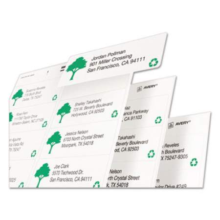 Avery EcoFriendly Mailing Labels, Inkjet/Laser Printers, 1 x 2.63, White, 30/Sheet, 100 Sheets/Pack (48460)