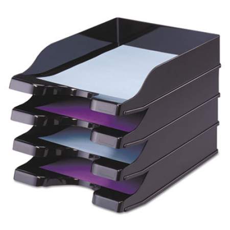 deflecto Docutray Multi-Directional Stacking Tray Set, 2 Sections, Letter to Legal Size Files, 10.13" x 13.63" x 2.5", Black, 2/Pack (63904)