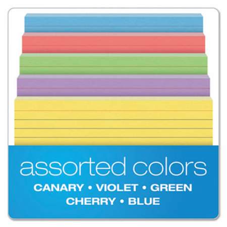 Oxford Ruled Index Cards, 4 x 6, Blue/Violet/Canary/Green/Cherry, 100/Pack (34610)