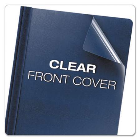Oxford Clear Front Premium Report Cover, Three-Prong Fastener, 0.5" Capacity, 8.5 x 11, Clear/Blue, 25/Box (58802)