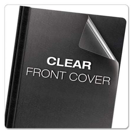 Oxford Clear Front Premium Report Cover, Three-Prong Fastener, 0.5" Capacity, 8.5 x 11, Clear/Black, 25/Box (58806)