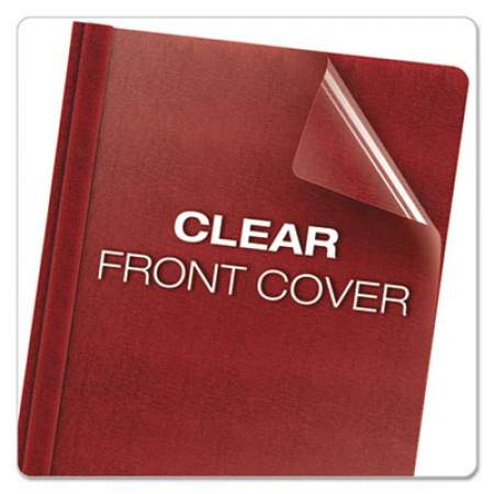 Oxford Clear Front Premium Report Cover, Three-Prong Fastener, 0.5" Capacity,  8.5 x 11, Clear/Red, 25/Box (58811)