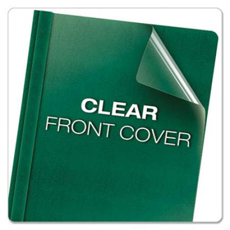 Oxford Clear Front Premium Report Cover, Three Prong Fastener, 0.5" Capacity, 8.5 x 11, Clear/Green, 25/Box (58817)