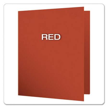 Earthwise by Oxford 100% Recycled Paper Twin-Pocket Portfolio, 100-Sheet Capacity, 11 x 8.5, Red, 25/Box (78511)