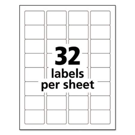 Avery Durable Permanent ID Labels with TrueBlock Technology, Laser Printers, 1.25 x 1.75, White, 32/Sheet, 50 Sheets/Pack (6576)