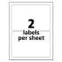 Avery Durable Permanent ID Labels with TrueBlock Technology, Laser Printers, 5 x 8.13, White, 2/Sheet, 50 Sheets/Pack (6579)