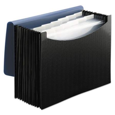 Smead 12-Pocket Poly Expanding File, 0.88" Expansion, 12 Sections, 1/6-Cut Tab, Letter Size, Black/Blue (70863)