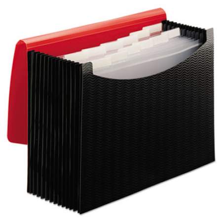 Smead 12-Pocket Poly Expanding File, 0.88" Expansion, 12 Sections, 1/6-Cut Tab, Letter Size, Black/Red (70866)