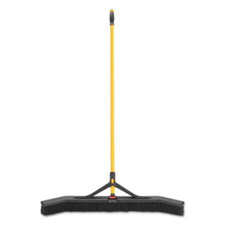Rubbermaid Commercial Maximizer Push-to-Center Broom, Poly Bristles, 36 x 58.13, Steel Handle, Yellow/Black (2018728)