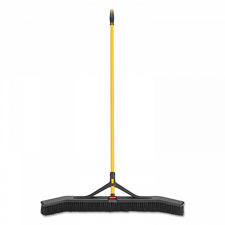 Maximizer Push-to-Center Broom, 36 x 58.13, Polypropylene Bristles, Steel Handle, Yellow/Black (2018728)