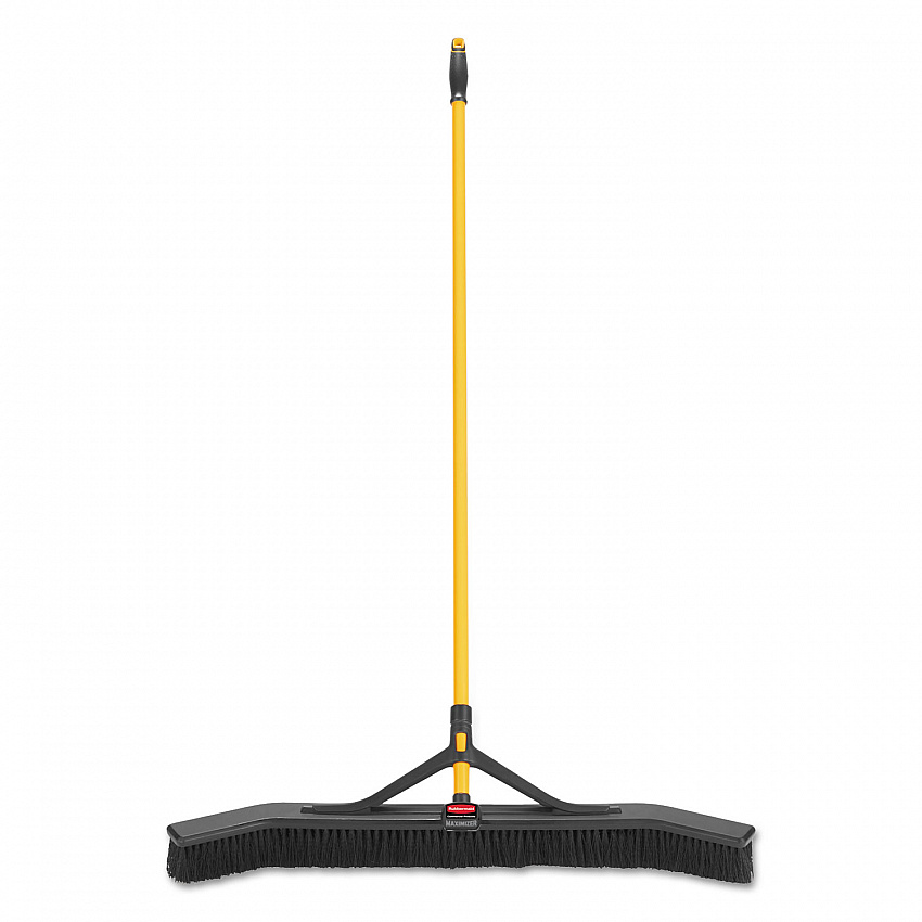 Maximizer Push-to-Center Broom, 36 x 58.13, Polypropylene Bristles, Steel Handle, Yellow/Black (2018728)