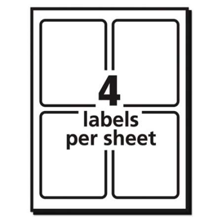 Avery Vibrant Laser Color-Print Labels w/ Sure Feed, 3 3/4 x 4 3/4, White, 100/PK (6878)
