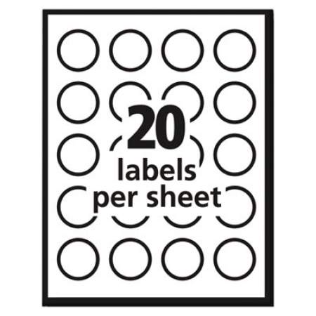 Avery Vibrant Inkjet Color-Print Labels w/ Sure Feed, 1 1/2" dia, White, 400/PK (8293)
