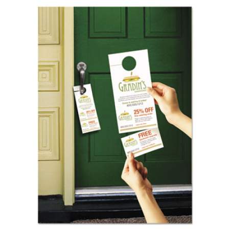 Avery Door Hanger with Tear-Away Cards, 97 Bright, 65lb, 4.25 x 11, White, 2 Hangers/Sheet, 40 Sheets/Pack (16150)