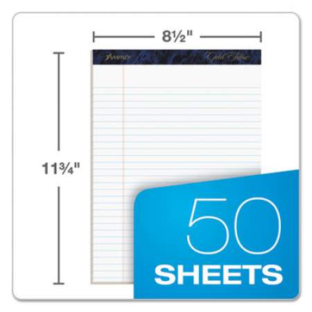 Ampad Gold Fibre Quality Writing Pads, Wide/Legal Rule, 50 White 8.5 x 11.75 Sheets, Dozen (20070)